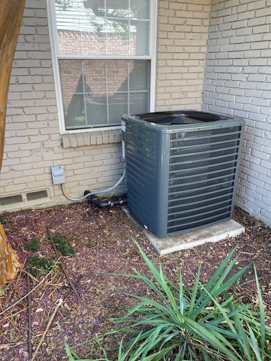 Coppell TX HVAC outdoor AC condenser install